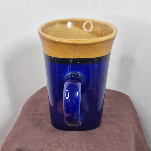 Royal Norfolk Stoneware Square Coffee Mug Cobalt Blue & Brown 14 oz - Picture 3 of 9